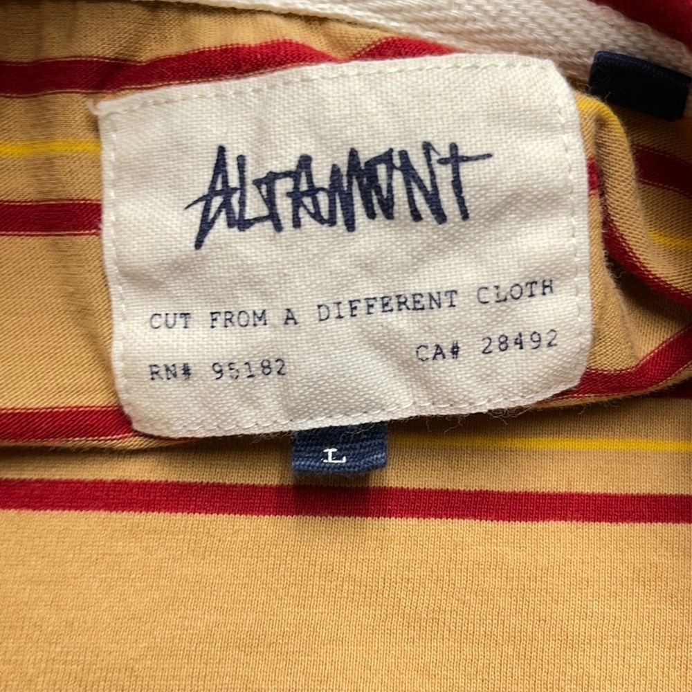 Altamont‎ Mens Striped Pocket T Shirt Tan Red Yellow Size L